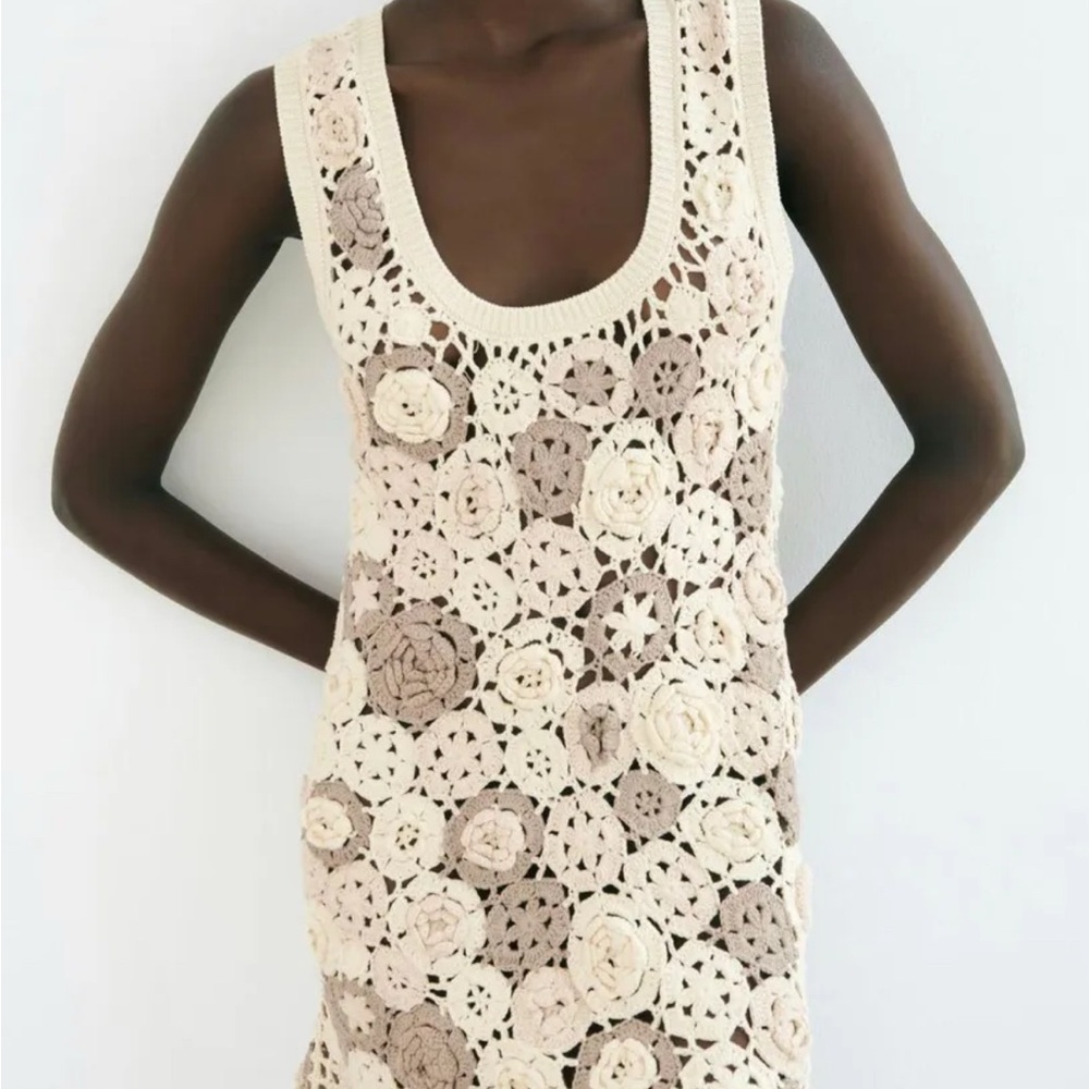 ZARA Crochet Floral Sleeveless Dress